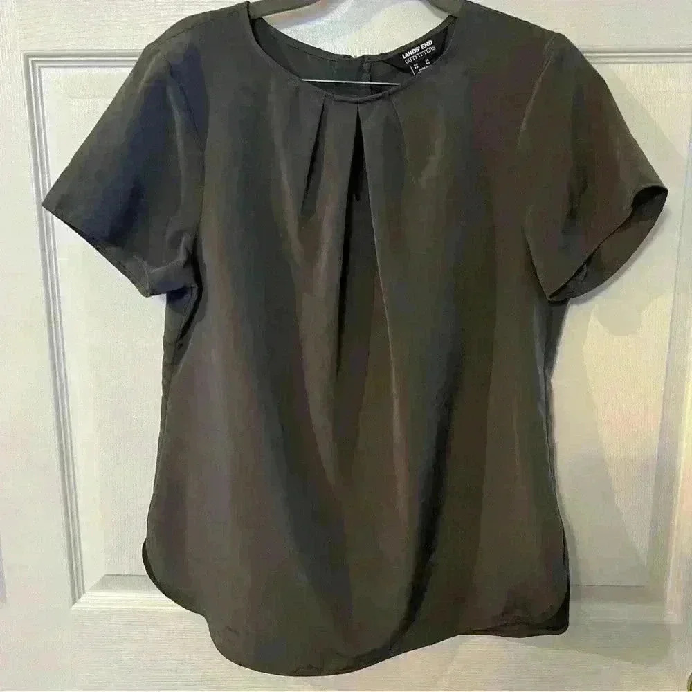 Lands End Outfitters Formal Steel Gray Blouse Size 8
